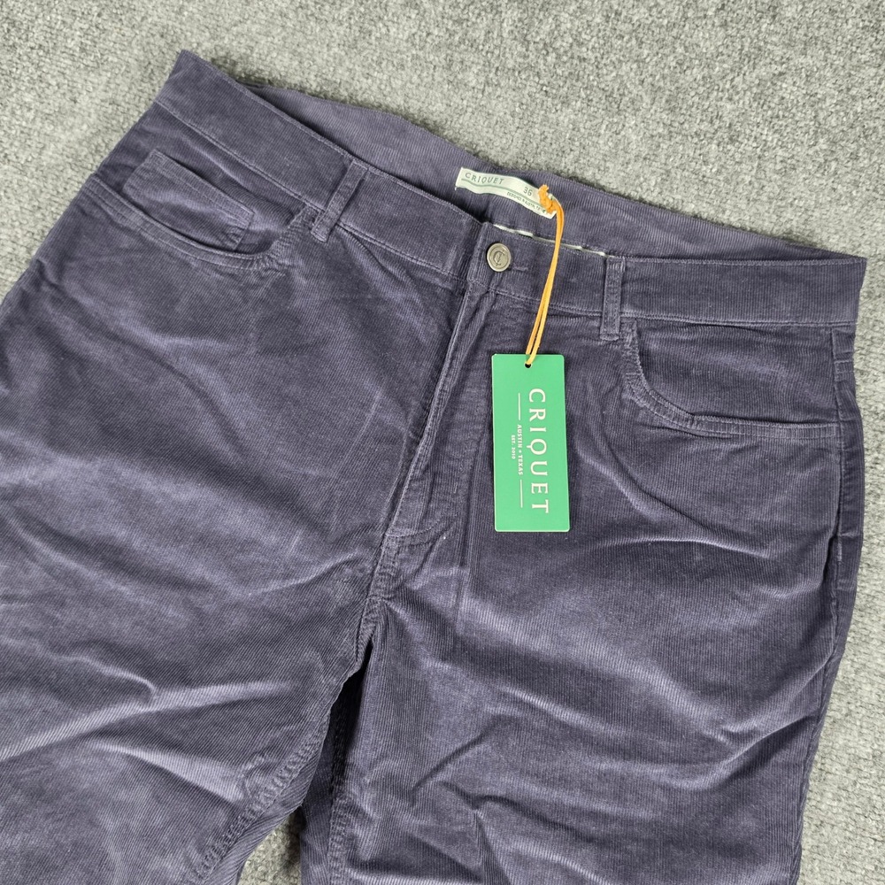 Criquet Comfort Corduroy Pant Mens 36 Faded Navy Straight Leg NWT